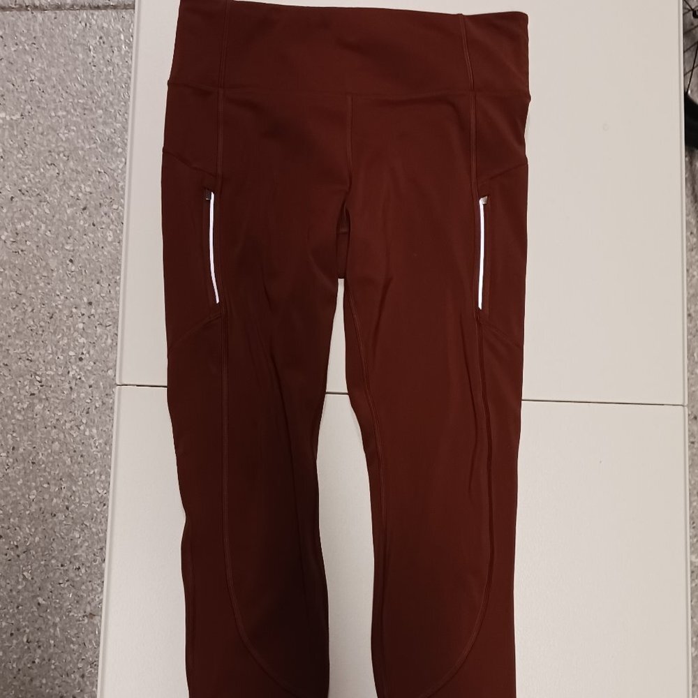 Athleta Rainier Reflective Tight Leggings Brown